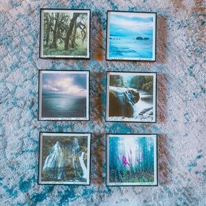 set of 6 framed pacific northwest (pnw) photography prints - 4x 4" gallery wall